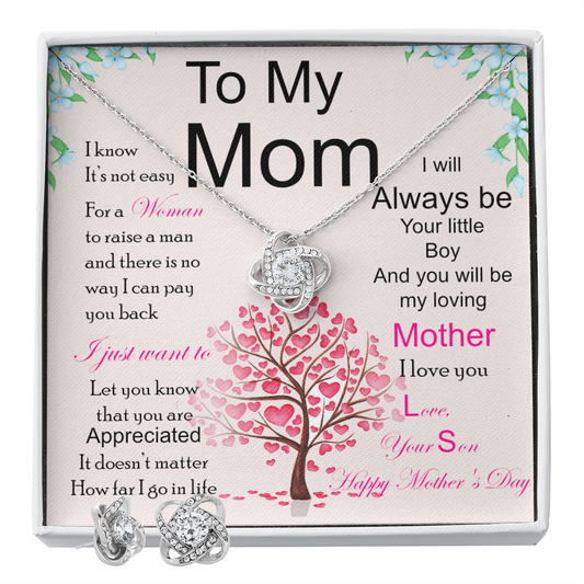 Love Knot Earring & Necklace Set – Mother's Day Jewelry Gift - Dsflair