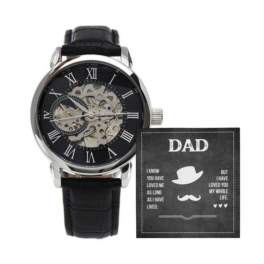 Men's Openwork Watch Gift for Father with a personalized card