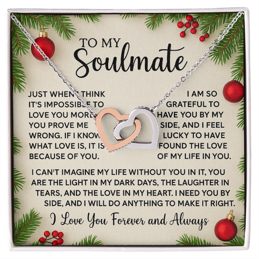 Christmas Gift for Her – Interlocking Hearts Necklace (Rose Gold/18K Gold)