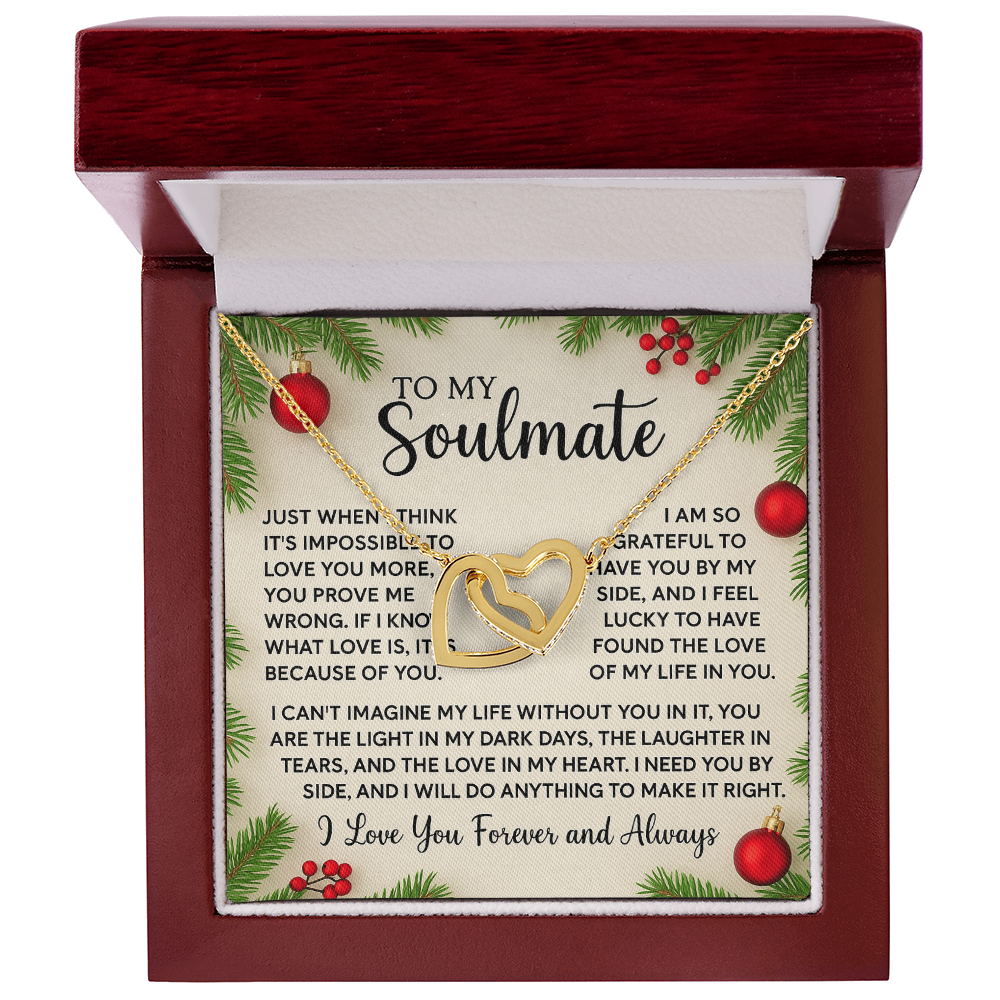 Christmas Gift for Her – Interlocking Hearts Necklace (Rose Gold/18K Gold)