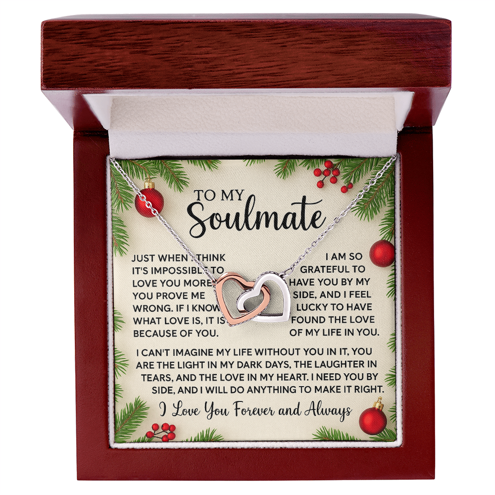 Christmas Gift for Her – Interlocking Hearts Necklace (Rose Gold/18K Gold)