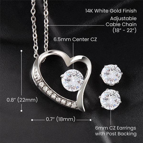 Forever Love Necklace & Clear CZ Earrings Bundle: Timeless Gifts for Mom