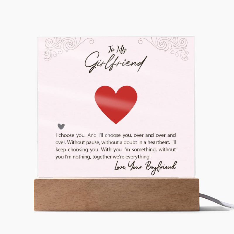 I Choose You! 💑 Trending Acrylic Square Plaque for Girlfriend - Personalized Romantic Gift 🎁 | Custom Love Message | Valentine's Day Decor | Heartfelt Keepsake