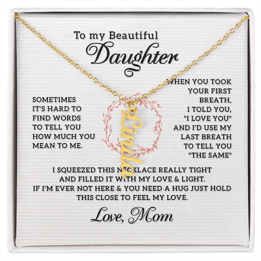 Personalized Daughter Vertical Name Necklace | Women's Gift | Made in USA