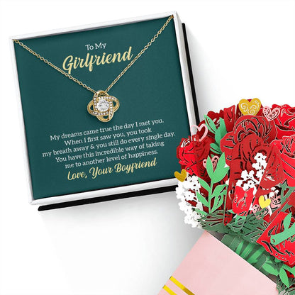 Forever Love Necklace for Girlfriend  Romantic Valentine's Day Gift with + Flower Bouquet Bundle valentines day gift for her - Dsflair