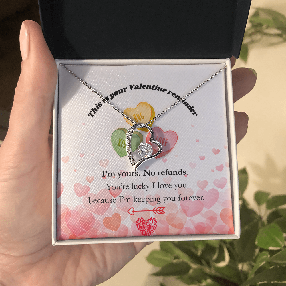 I’m Yours. No Refunds. – Funny Valentine’s Day Jewelry Gift for Her, Romantic Forever Love Necklace, Thoughtful Keepsake Gift for Wife or Girlfriend - Dsflair