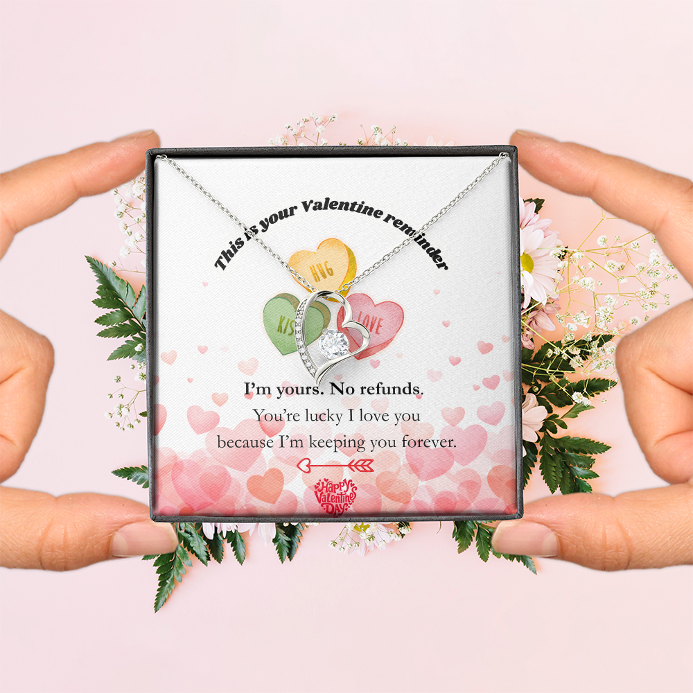 I’m Yours. No Refunds. – Funny Valentine’s Day Jewelry Gift for Her, Romantic Forever Love Necklace, Thoughtful Keepsake Gift for Wife or Girlfriend - Dsflair