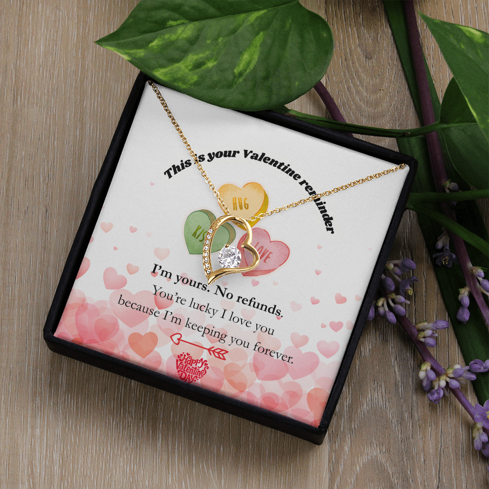 I’m Yours. No Refunds. – Funny Valentine’s Day Jewelry Gift for Her, Romantic Forever Love Necklace, Thoughtful Keepsake Gift for Wife or Girlfriend - Dsflair