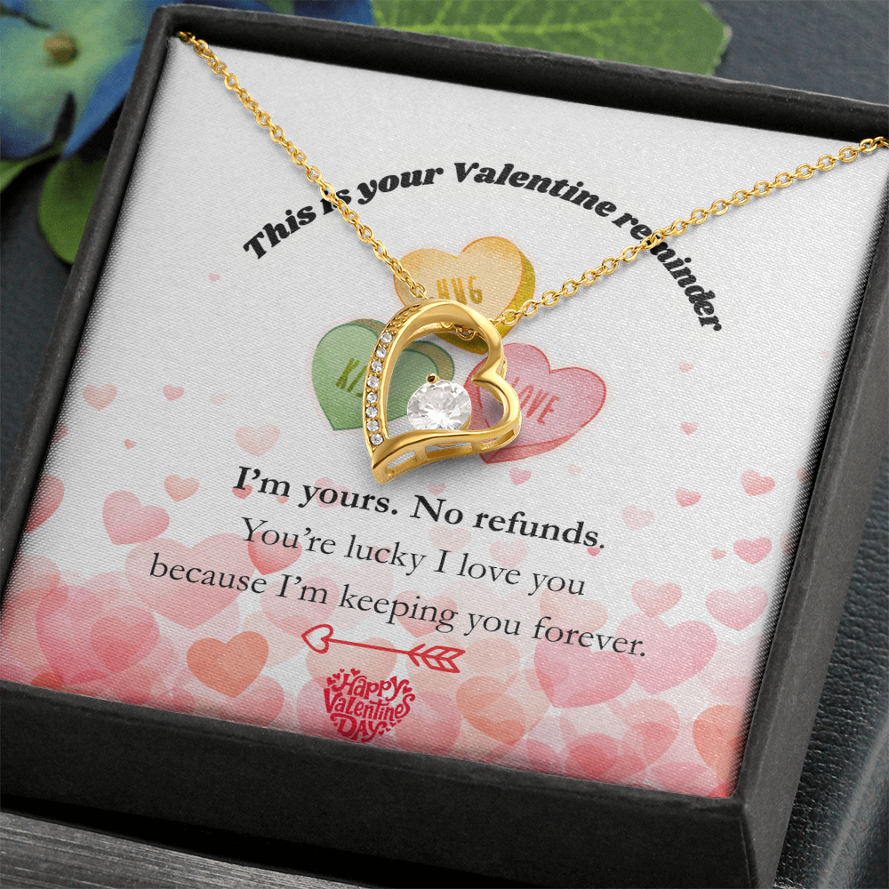I’m Yours. No Refunds. – Funny Valentine’s Day Jewelry Gift for Her, Romantic Forever Love Necklace, Thoughtful Keepsake Gift for Wife or Girlfriend - Dsflair