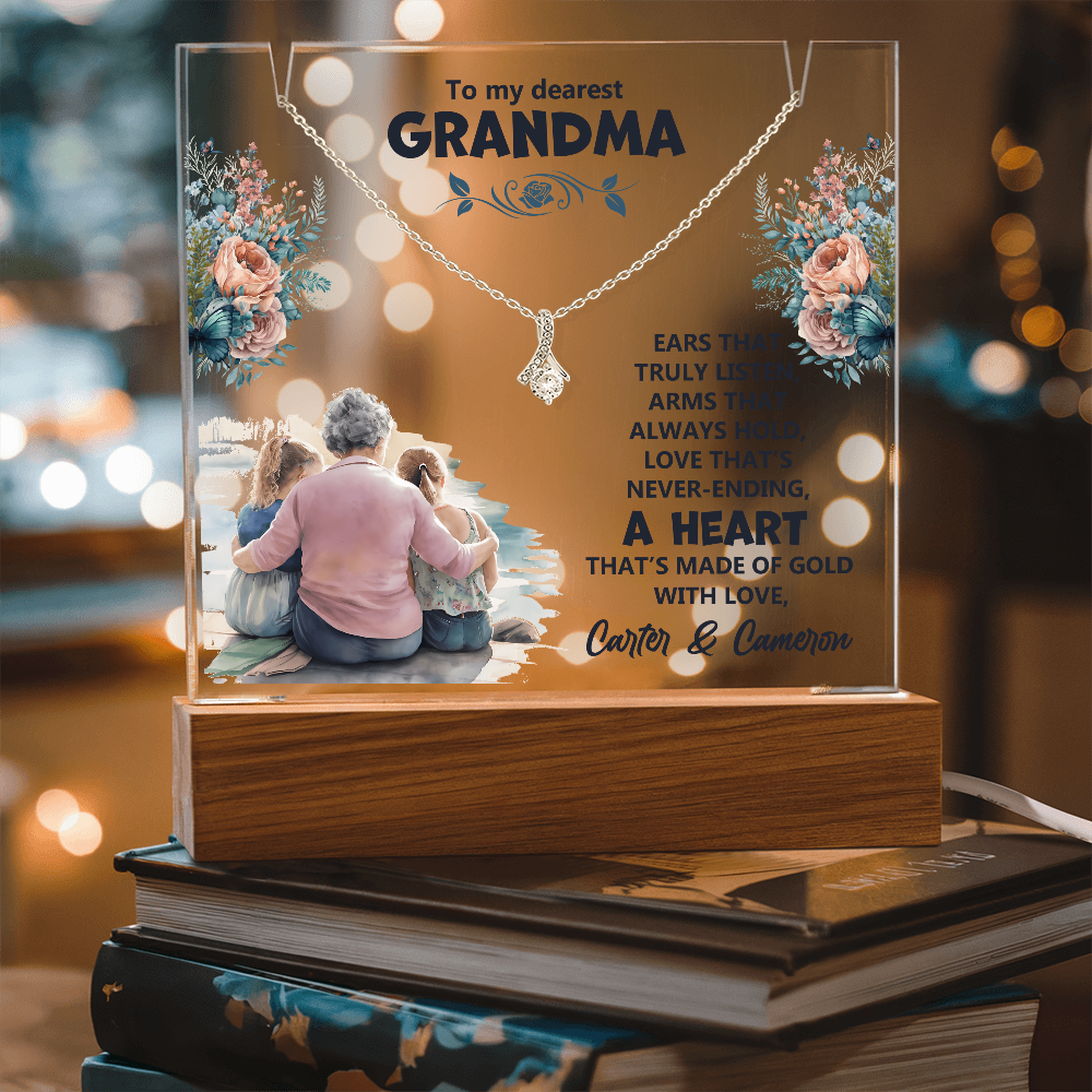 Heartfelt Keepsake Bundle: Personalized LED Acrylic Sign & Alluring Beauty Necklace - Dsflair