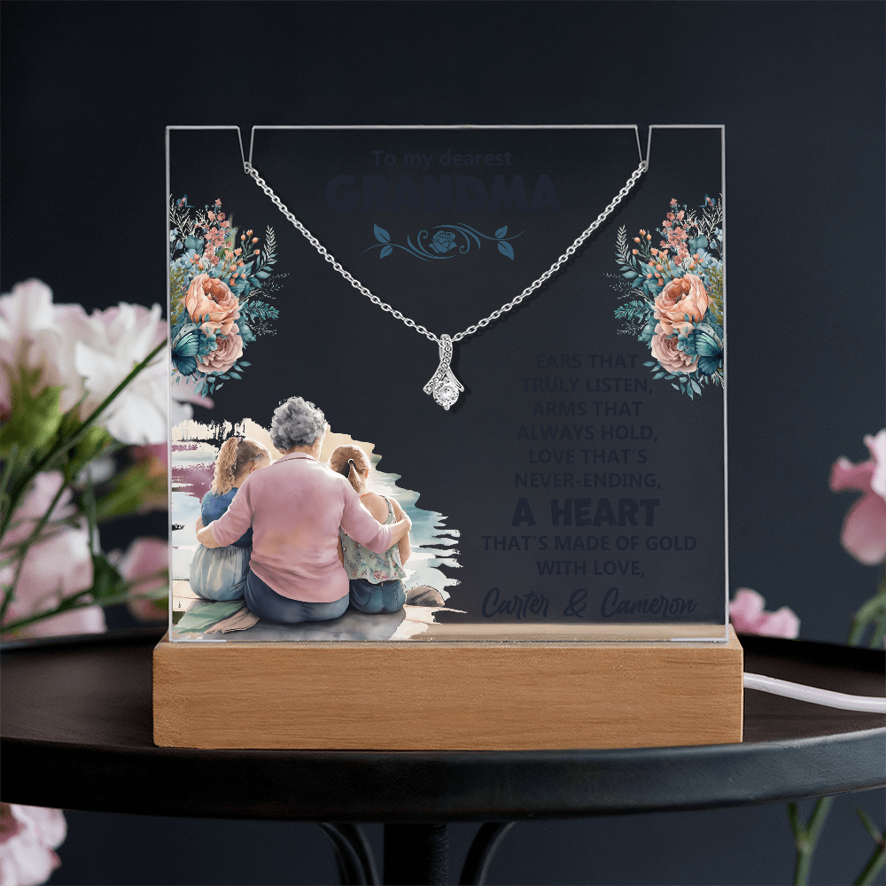 Heartfelt Keepsake Bundle: Personalized LED Acrylic Sign & Alluring Beauty Necklace - Dsflair