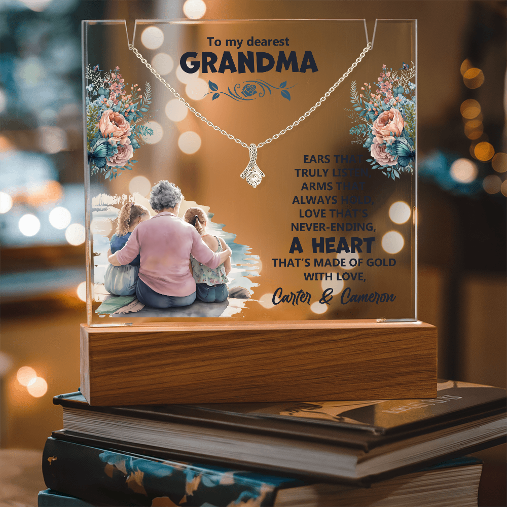 Heartfelt Keepsake Bundle: Personalized LED Acrylic Sign & Alluring Beauty Necklace - Dsflair