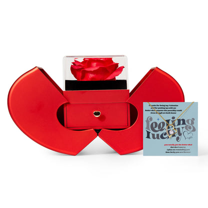 Valentine's Day Forever Love Necklace – Romantic Gift in Red Heart Rose Box - Dsflair