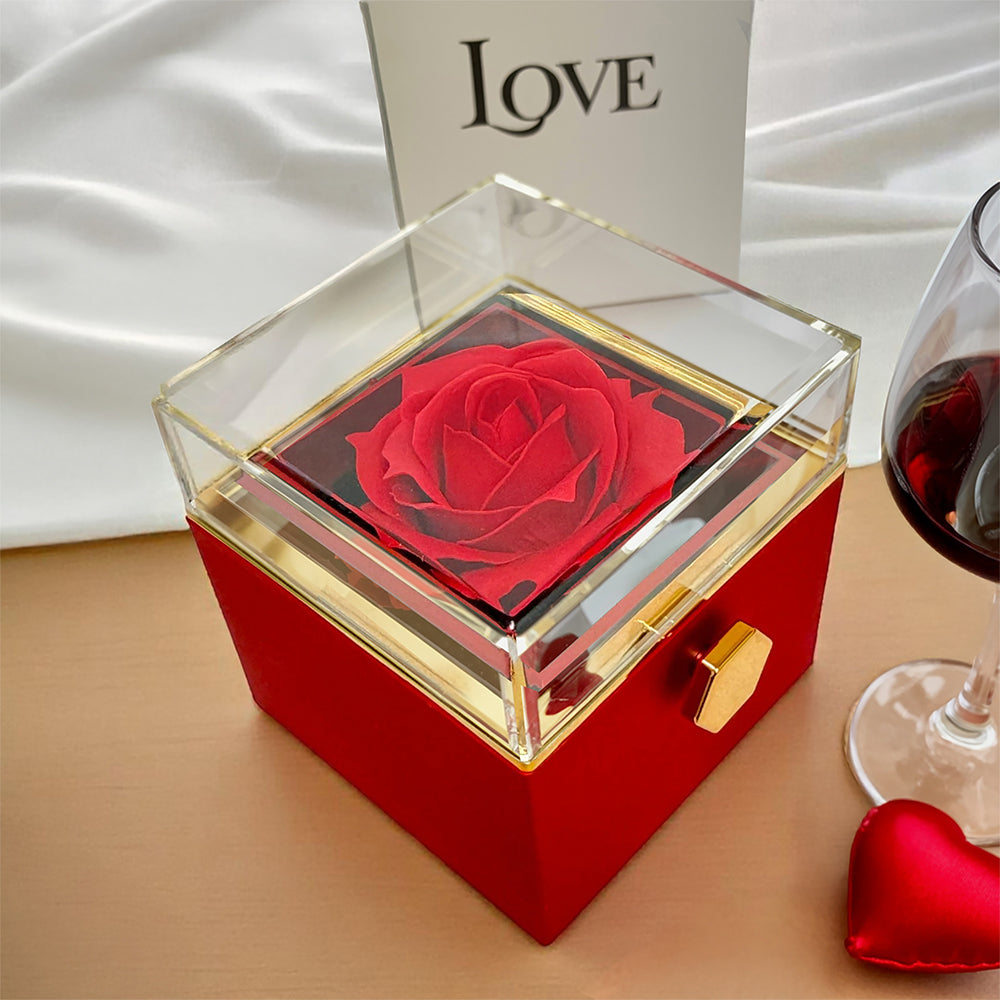 Love Knot with Rotating Rose Gift Box meticulously preserved rose that never fades - Dsflair