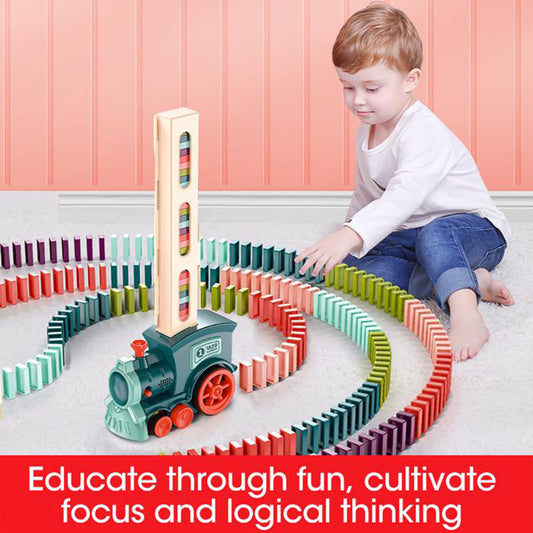 Interactive Domino Train Toy Set | Baby's Electric Building Blocks | Automatic Release Car Puzzle | Educational Playtime Fun | Shop Now!