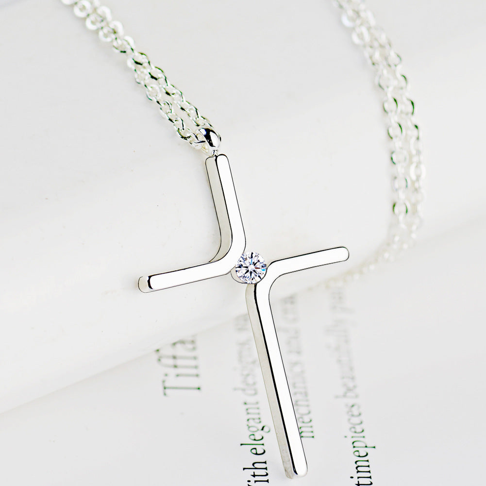Faith Cross Necklace for Women & Men Titanium Steel Minimal Christian Pendant Daily Prayer Jewelry Gift