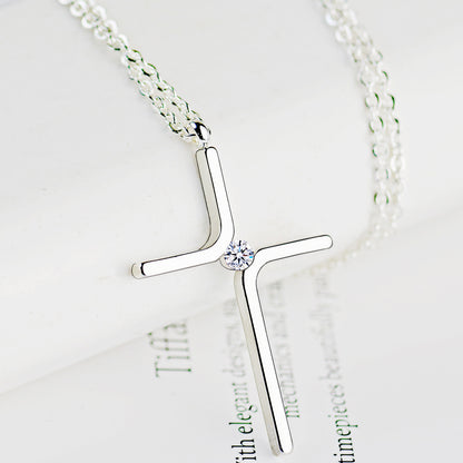 Faith Cross Necklace for Women & Men Titanium Steel Minimal Christian Pendant Daily Prayer Jewelry Gift