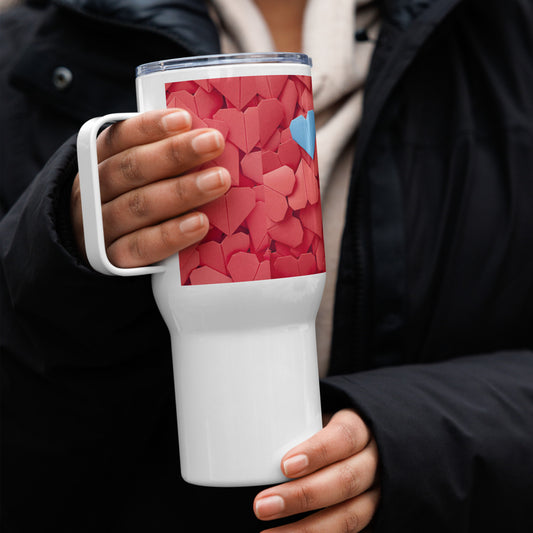 Love on the Go: Insulated Travel Mug with Handle - Perfect Valentine's Day Gift for Coffee Lovers | Heartwarming Design, Stainless Steel, Hot and Cold Beverages