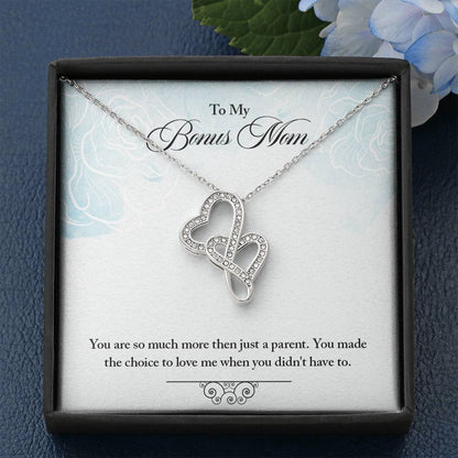 To My Bonus Mom - Double Hearts Necklace -  Flair 